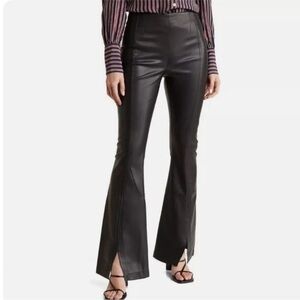 Free People We the Free Real Deal Faux Vegan Leather Flare Leg High Rise Pant